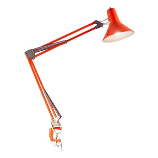 Orange Danish Architect's Clamp Lamp by HGF for Maxam, 1968 For Sale
