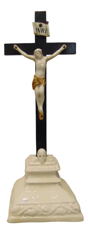 Art Nouveau Porcelain Crucifix, 1890s