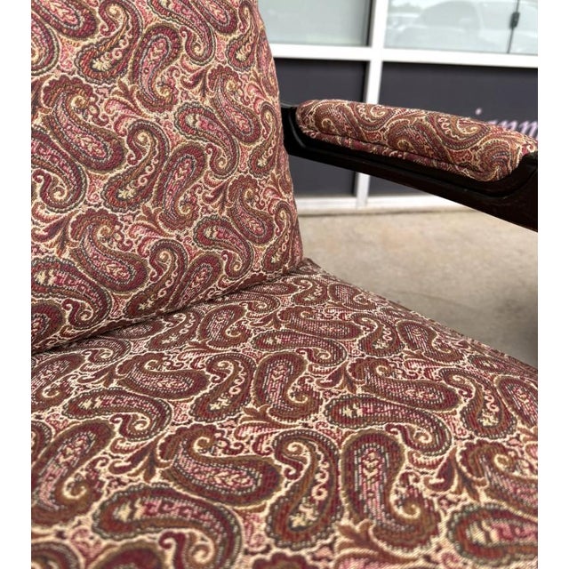 Pair of Fairfield Paisley Fauteuil Chairs With Ottoman For Sale - Image 11 of 18