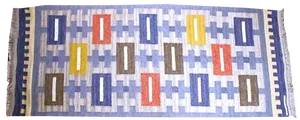 Vintage Swedish Handwoven Röllakan Wool Rug by Konstfliten, 1950s