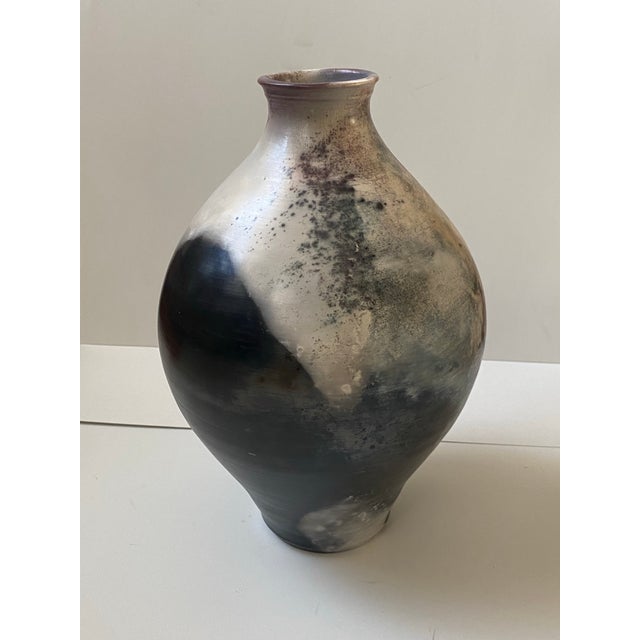 Contemporary Raku Style Vase Artist Signed