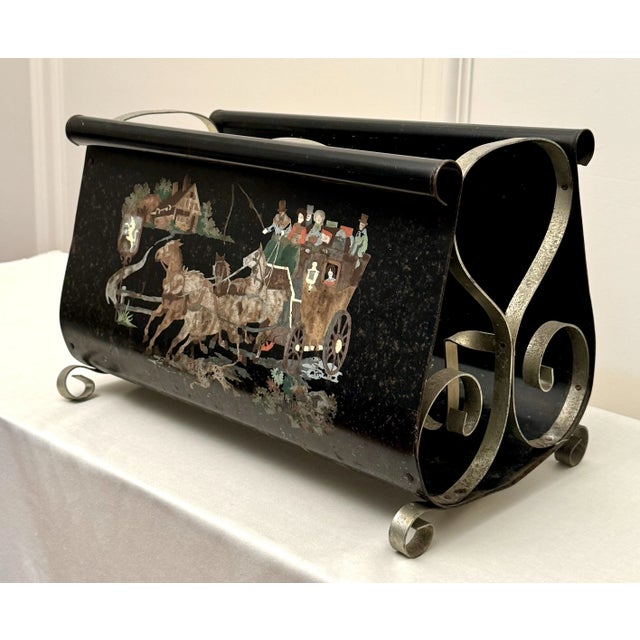 English Traditional Equestrian Metal Magazine Rack For Sale - Image 10 of 12