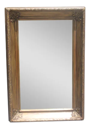 19thc French Carved Giltwood & Giltwashed Wall Mirror