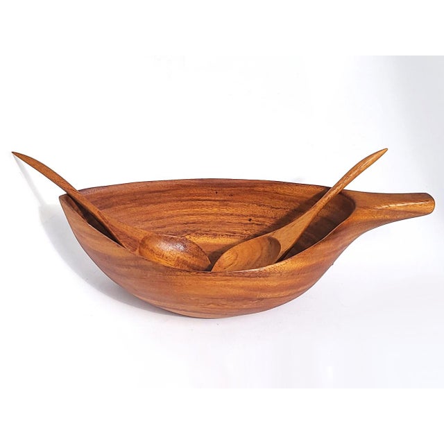 Mid 20th Century Wood Bowls and Serving Utensils by Arthur Umanoff, Set of 9 For Sale In Miami - Image 6 of 10