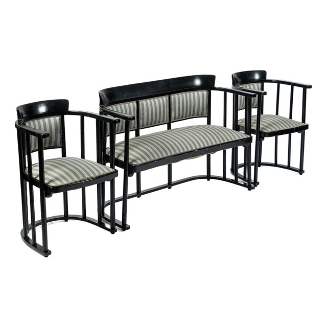 Vienna Secession Three Piece Bentwood Salon Set in the Style of Josef Hoffmann for J&j Kohn, Austria, Circa 1905 For Sale