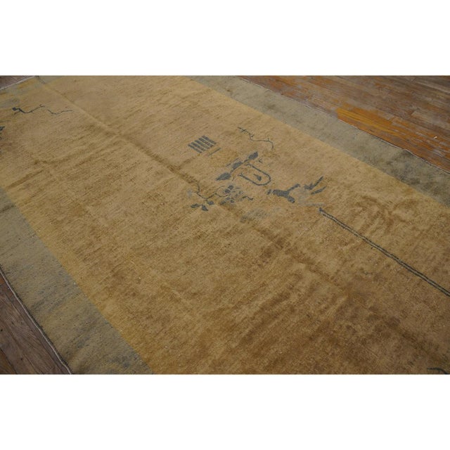 1920s Khaki Solid Open Field Antique Chinese Art Deco Gallery Rug 5'2" X 10'2" For Sale - Image 4 of 8