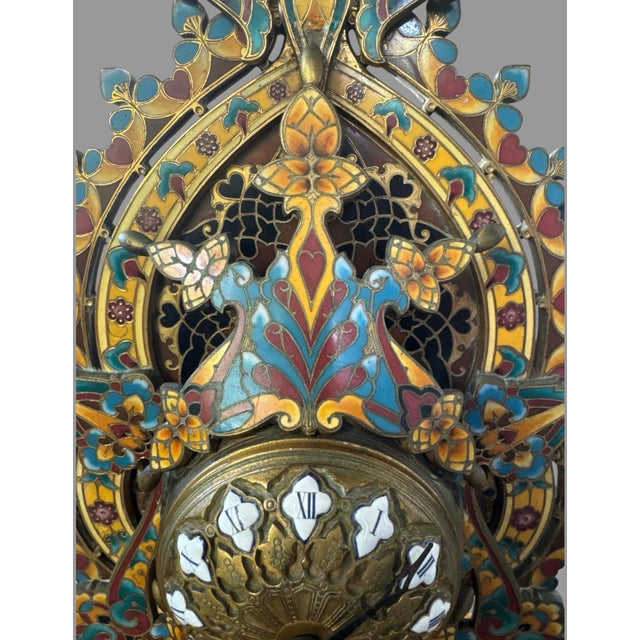 Antique Japy Freres Grande Exposition 1855 Victorian Inlay Enamel Mantel Clock An exquisite Antique Victorian mantle...