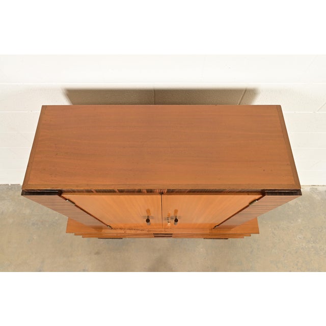 Donald Deskey Style Art Deco Macassar Ebony and Mahogany Armoire Dresser, Circa 1930s For Sale - Image 10 of 13