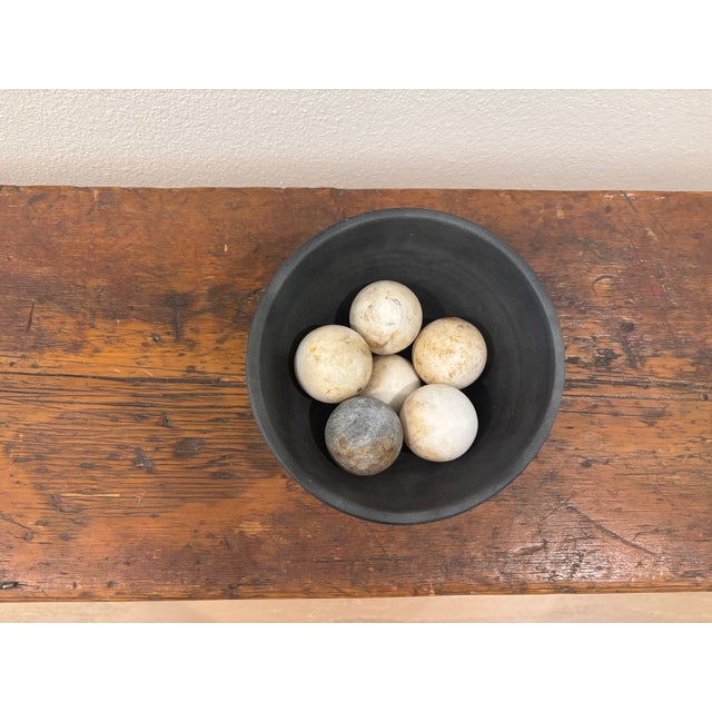 Collection of Six Petite Scale Antique Marble River Balls / Stone Spheres For Sale - Image 9 of 10