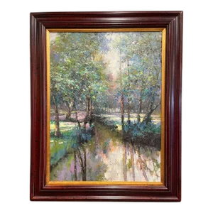 Late 20th Century Framed Oil on Canvas Landscape Painting Signed R. Sanders