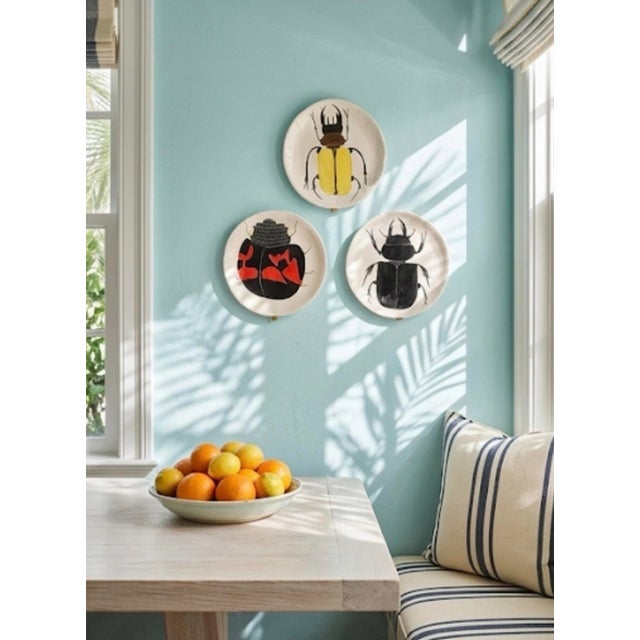 Set of 3 Vintage Handcrafted Ceramic Insect Beetle Plates For Sale - Image 12 of 12