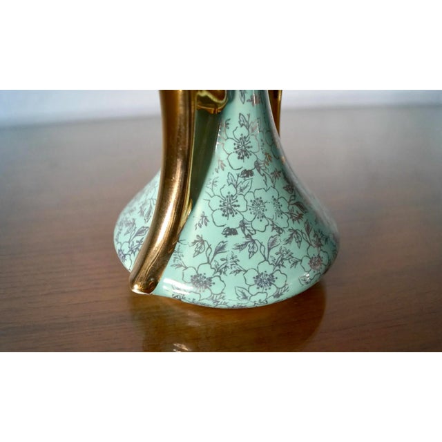 1950’s Mid-Century Modern Small Ceramic & 22k Gold Vase For Sale - Image 10 of 11