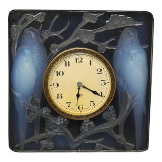 Rene Lalique Opalescent Glass 'Inseparables' Clock For Sale