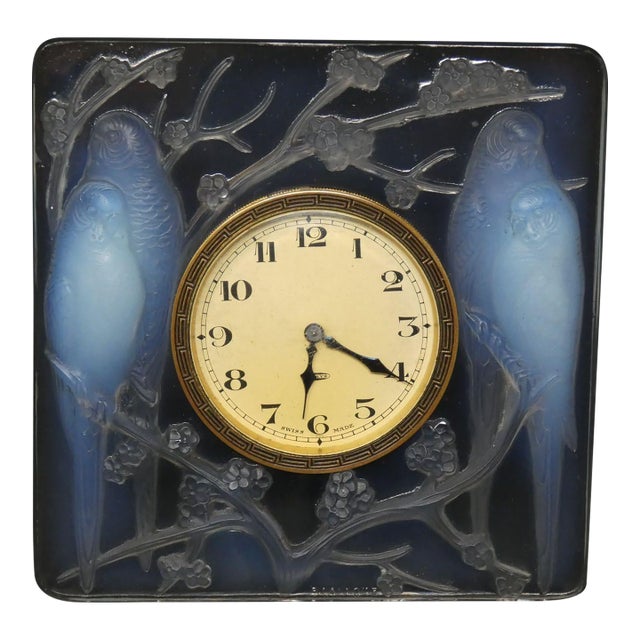 Rene Lalique Opalescent Glass 'Inseparables' Clock For Sale