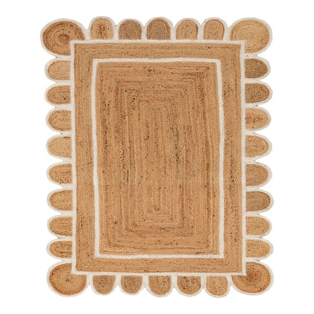 Scallop White Jute Scallop Hand Made Rug 9x14 Ft. For Sale - Image 9 of 9