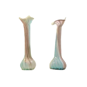 Pink, Blue and White Twisted Murano Glass Vases, 1940s, Set of 2