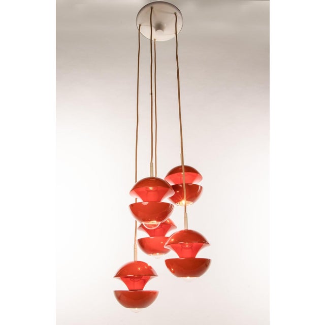 Space Age Tulip Pendant in Orange & White by Klaus Hempel for Kaiser, Germany, 1972 For Sale - Image 3 of 17