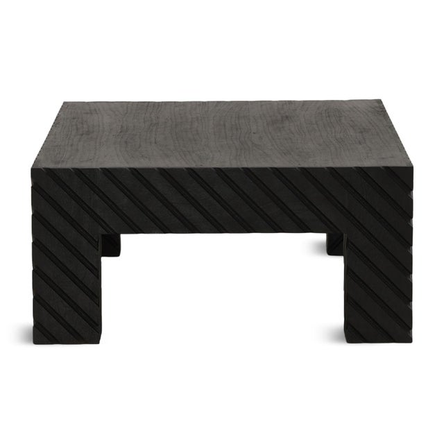 Black Scored Wood Coffee Table For Sale - Image 4 of 5