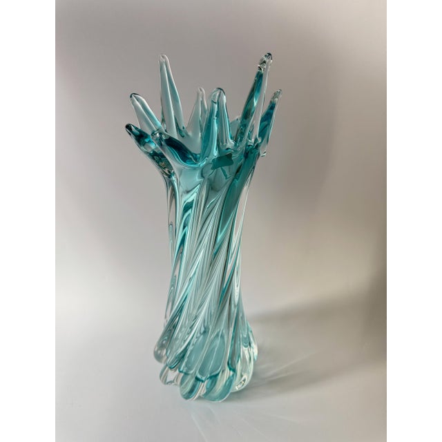 A striking large sculptural art glass vase produced by Egermann in Nový Bor, Czech Republic, one of the historic centers...