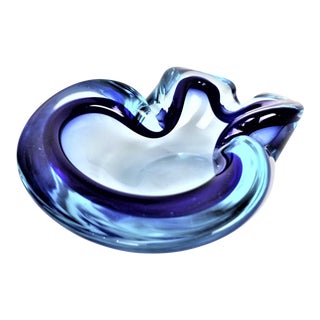 Mid 20th Century Murano Mid-Century Modern Tricolor Art Glass Geode Bowl Ashtray For Sale