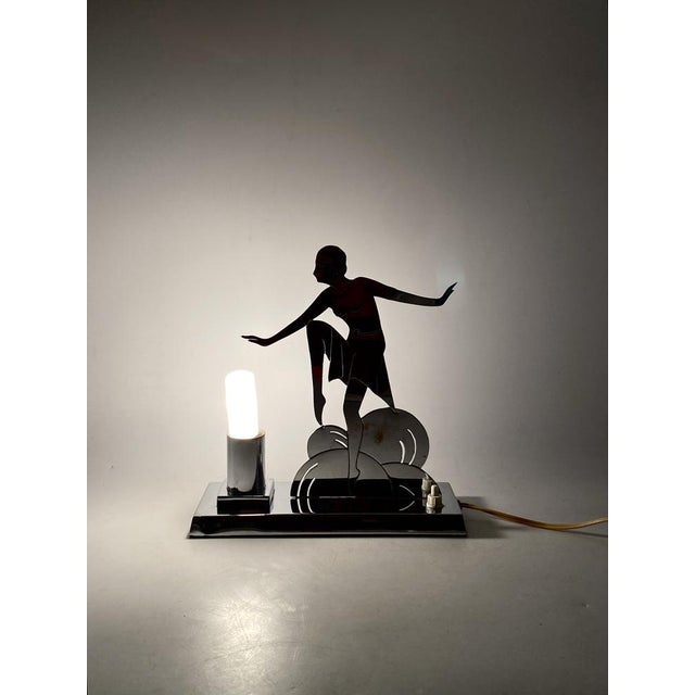 Art Deco Charleston Dancer Cubist Table Lamp from LW Paris, France, 1930s For Sale - Image 3 of 16