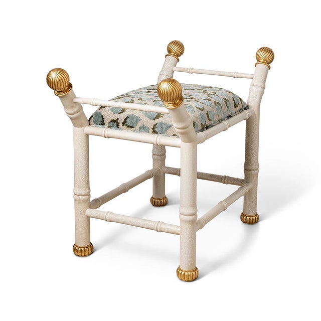 Port 68 Boca White Ocelot Celadon Bamboo Bench For Sale - Image 4 of 8