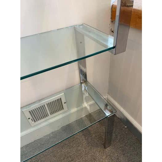 Mid-Century Modern Late 20th Century Tri-Mark Chrome and Glass Wall Shelf attributed to James Howell For Sale - Image 3 of 10