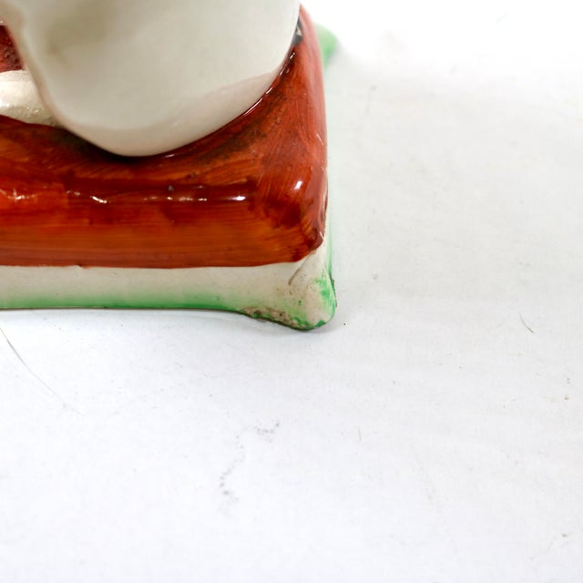 1920's Staffordshire Ware Mantle Cat on Cushion Figurine Right Facing For Sale - Image 12 of 15