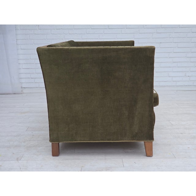 Danish 2-Seater Sofa in Green Velour and Oak, 1970s For Sale - Image 6 of 18