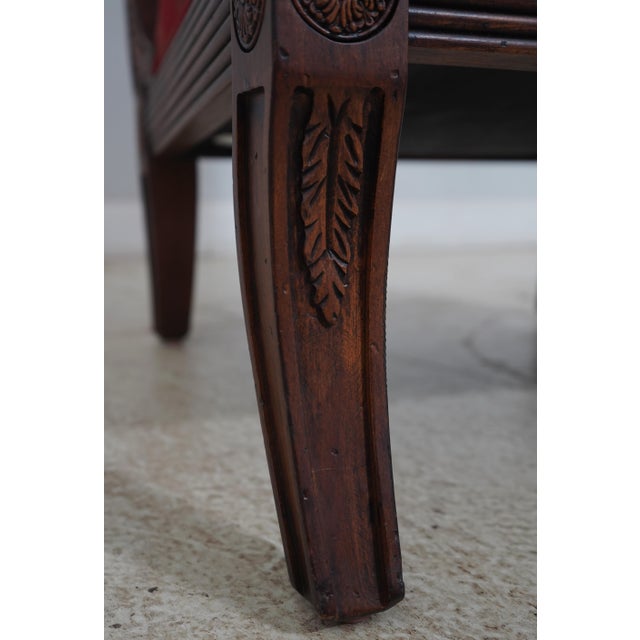 Ethan Allen Carved Frame Upholstered Lounge Chair For Sale - Image 9 of 12