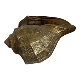 Large Vintage Brass Conch Seashell Planter For Sale