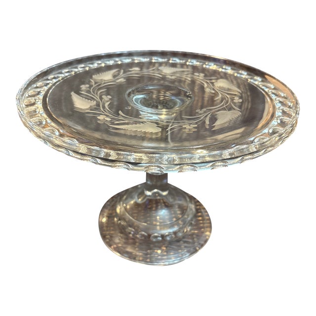 Early American Patterned Glass Baby Thumbprint Pattern Cake Stand/Pedestal by Riley and Co. Circa 1885 For Sale