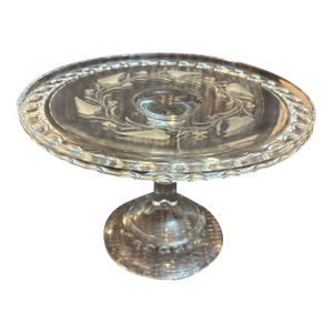 Early American Patterned Glass Baby Thumbprint Pattern Cake Stand/Pedestal by Riley and Co. Circa 1885