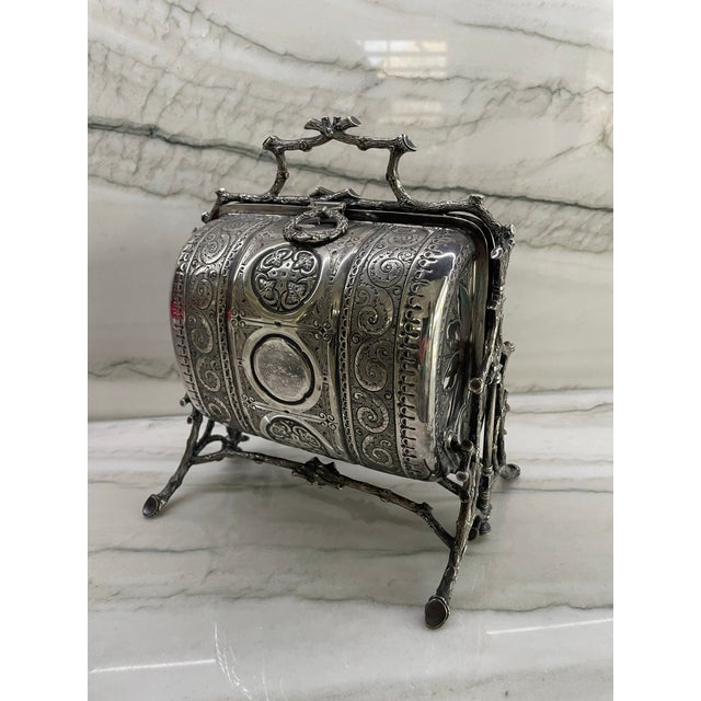 Silver Antique Victorian Folding Silver Plated Biscuit Box/Muffin Warmer (Very Ornate) For Sale - Image 8 of 12