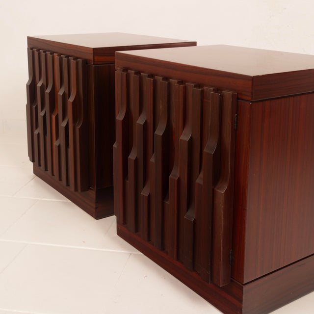 Mid-Century Gaetano Padouk Wood Nightstands by Luciano Frigerio for Frigerio, 1970s, Set of 2 For Sale - Image 18 of 18