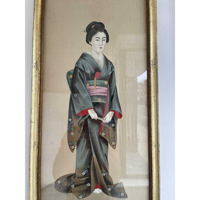 19th Century Japanese Paintings on Silk - Set of 2 For Sale - Image 13 of 18