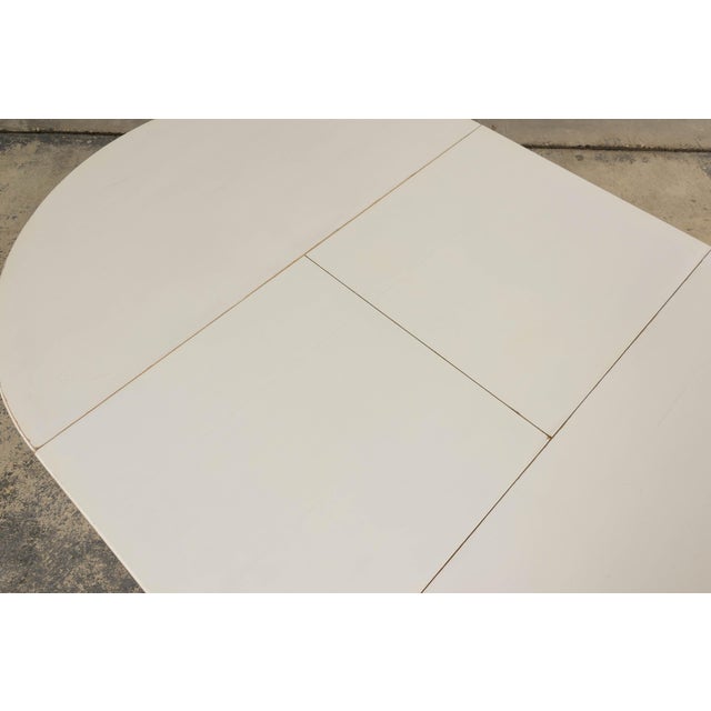 French Louis XVI Style Painted White Off-Round Extendable Dining Table For Sale - Image 14 of 18