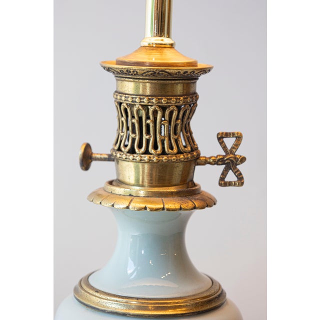 Ceramic 19th-Century French Porcelain and Bronze Table Lamp with Floral Motif For Sale - Image 7 of 9