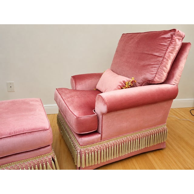 Hollywood Regency Exquisite Custom-Made Hollywood Regency Chair & Ottoman For Sale - Image 3 of 5