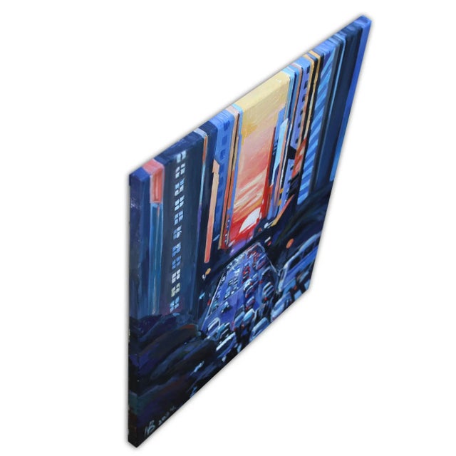Contemporary "Sunset on 42nd Street" Oil Painting by Natalia Bessonova For Sale - Image 3 of 5