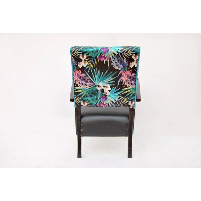 1950s Vintage Wood & Fabric Armchair, 1950s For Sale - Image 5 of 6