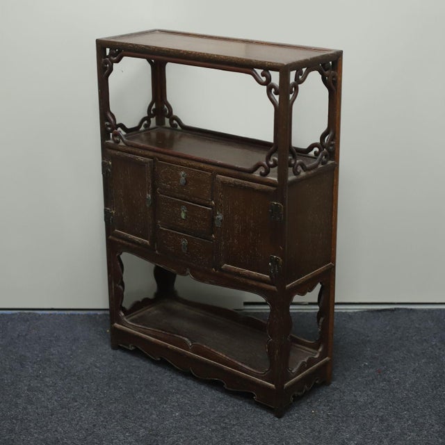 Vintage Chinese Hardwood Two-Tier Display Cabinet (Curio) With Drawers - 76cm For Sale - Image 9 of 9