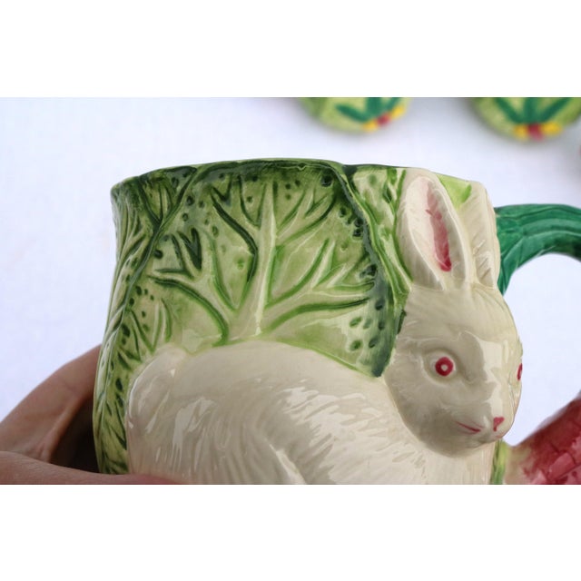 1990s Vintage Bunny Lane Majolica Mugs by Strata Group-Set of 4 For Sale - Image 5 of 9