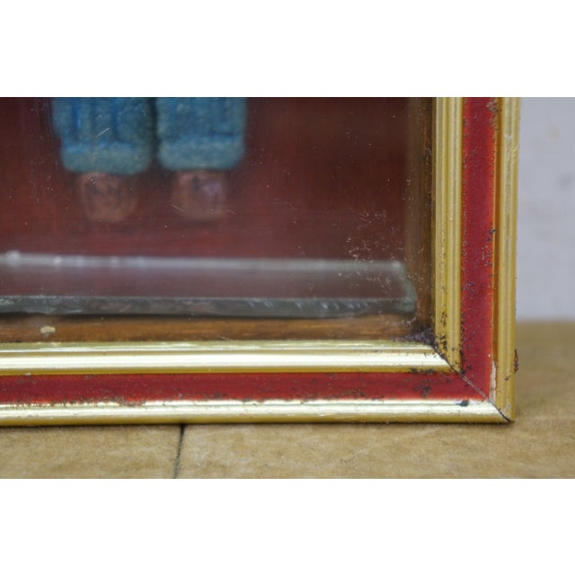 Late 20th Century Vintage Folk Art Miniature Shadowbox Composition Boy Doll Figurine 7" For Sale - Image 5 of 9