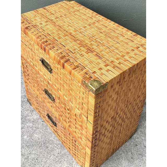 Wood Vintage Woven Rattan Chest of Drawers For Sale - Image 7 of 11
