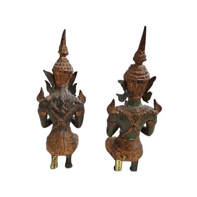 1990s Vintage Bronze Thepphanom Statues, 1990s, Set of 2 For Sale - Image 5 of 10