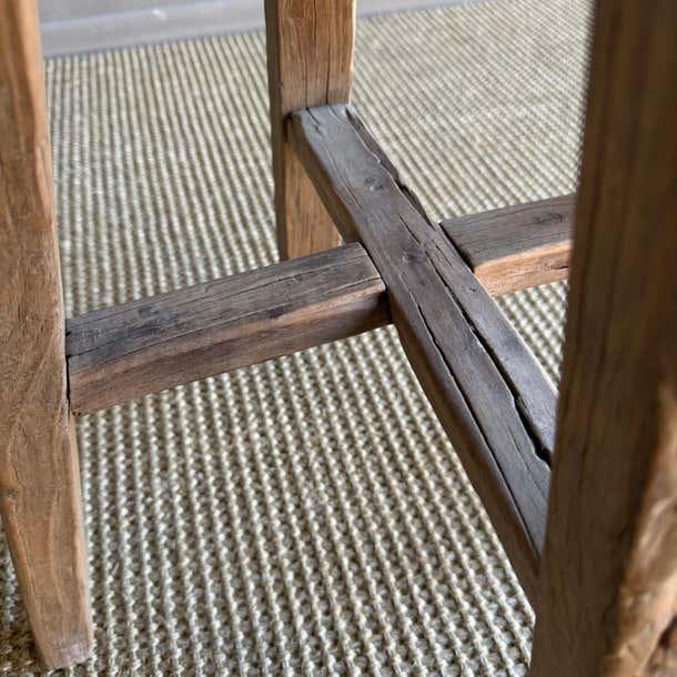 Wood 1940s Vintage Elm Wood Stool For Sale - Image 7 of 7