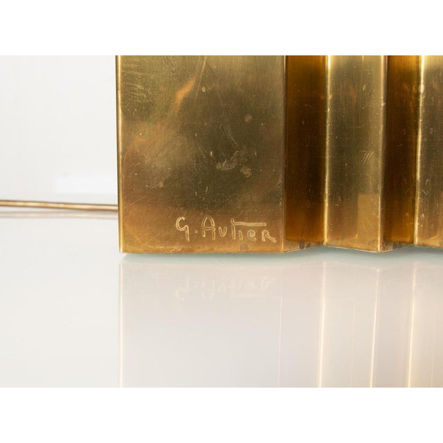 Metal Large Brass Table Lamp by G. Autier, France, 1970s For Sale - Image 7 of 13