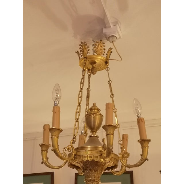Antique French Empire bronze chandelier lighting Gold Ceiling light Gilt bronze light fixture Living room Bedroom Dining...