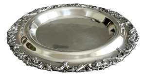 Large 20th Century Hotel Silver Footed Salver Tray With Inset Bowl by Dodge, Inc. – Queen Victoria Mark
